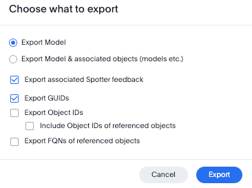 Choose what to export